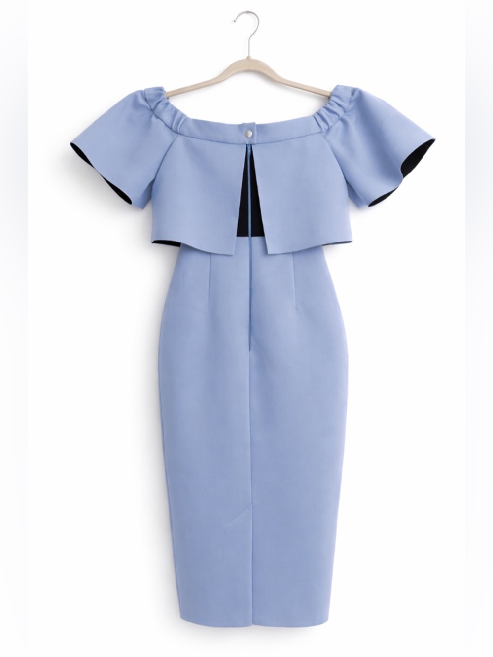ASOS Light Blue One-Shoulder Ruffle Midi Dress - Picture 2 of 4